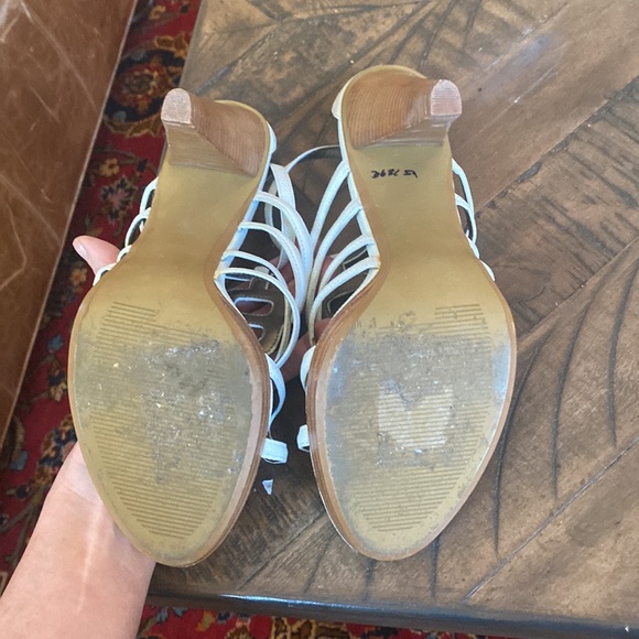 Linea Paolo White Cage Heel Sandals - Picture 4 of 5